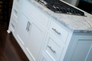 freestanding island in custom kitchen