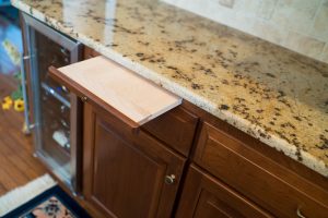 cutting board integrated into kitchen