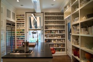 built-in shelving in custom pantry