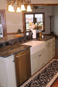 farm sink in kitchen