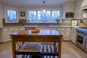 warm and open kitchen with custom cabinetry